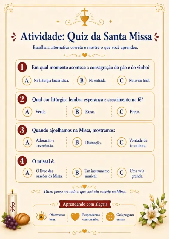 Material do kit Missa em Atividades 10