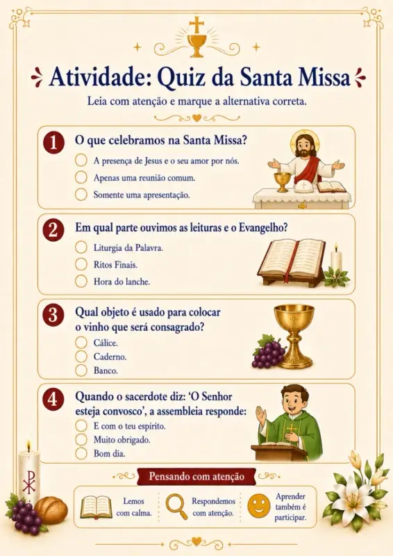 Material do kit Missa em Atividades 9
