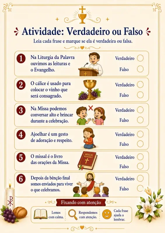 Material do kit Missa em Atividades 12
